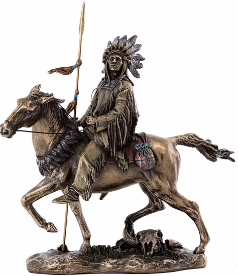 Collezione Top Cheyenne Indian Riding Horse Statua in resina Scultura nativa americana in bronzo fuso a freddo di alta qualità