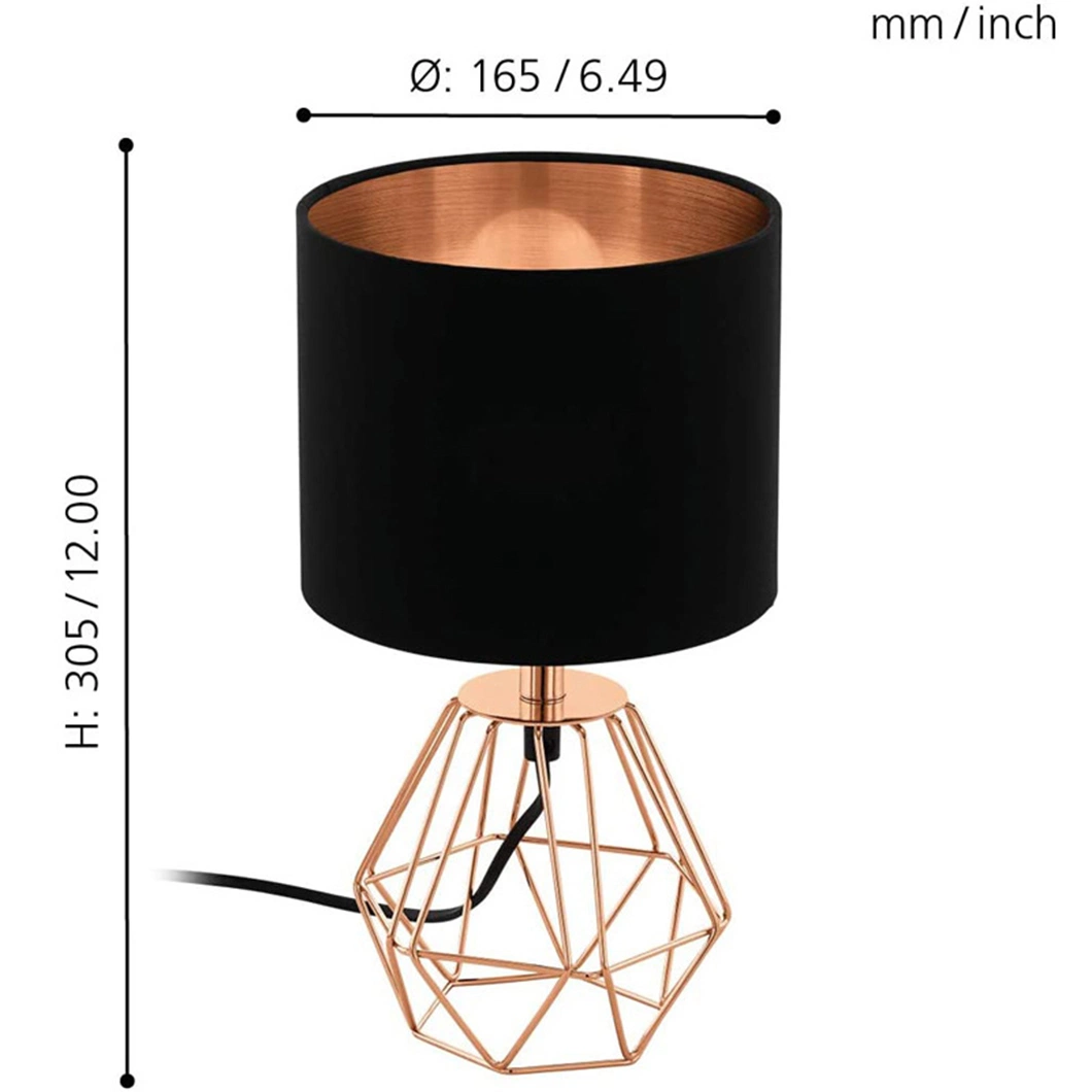 Clothshade Night Lights Rose Gold Cage Table Lamp