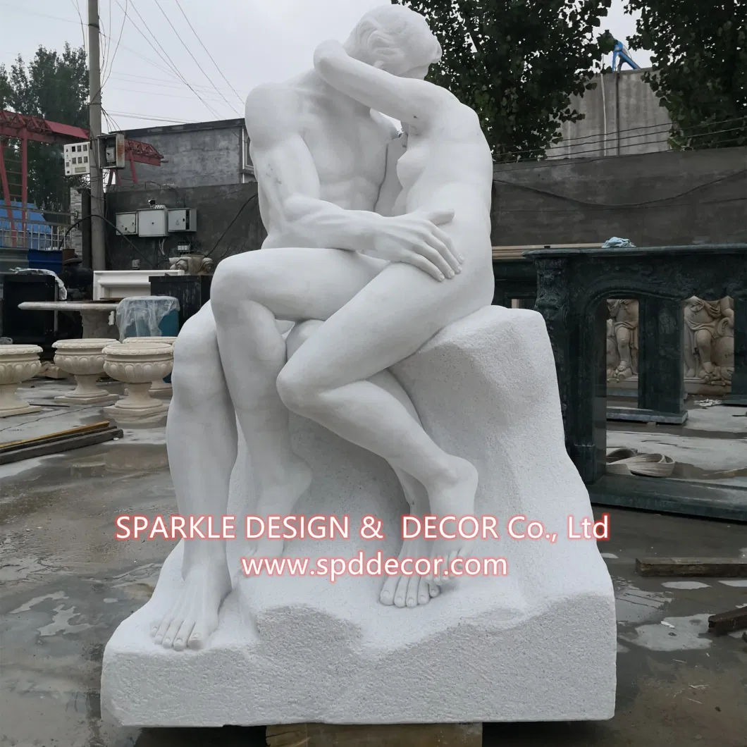 Manufacturer Carving White Hugging Couple Figure Sculpture Marble Statues for Sale