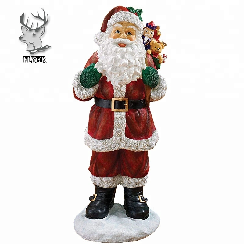 Wholesale Large Fiberglass Christmas Santa Claus Resin Indoor Outdoor Decorative Statue Sculpture for Sale