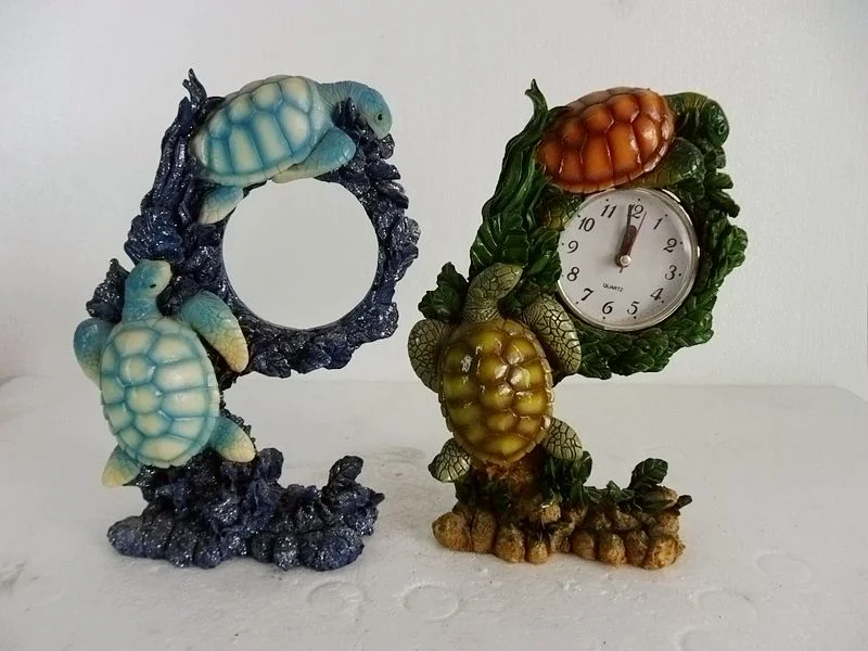 Creative Clock Resin Turtle Craft Perfect Desk Decorative Ornament