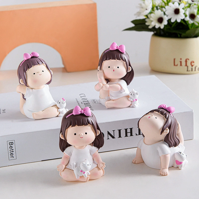 Pretty Design Mini Resin Girl Yoga Set Statue