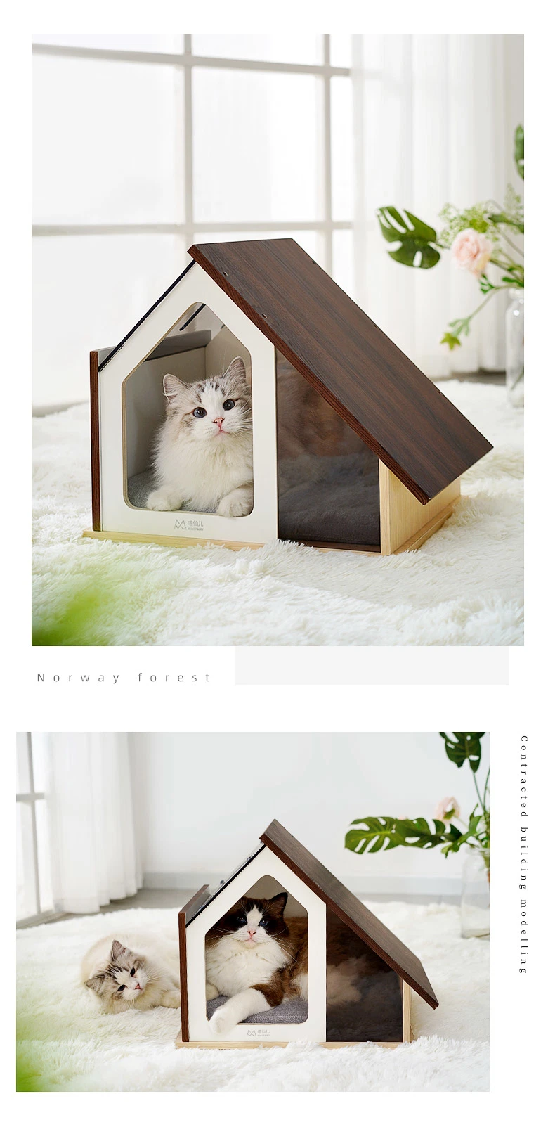 Factory Modern Animal Cage Solid Wood Opening Roof Dog House for Small Pet House