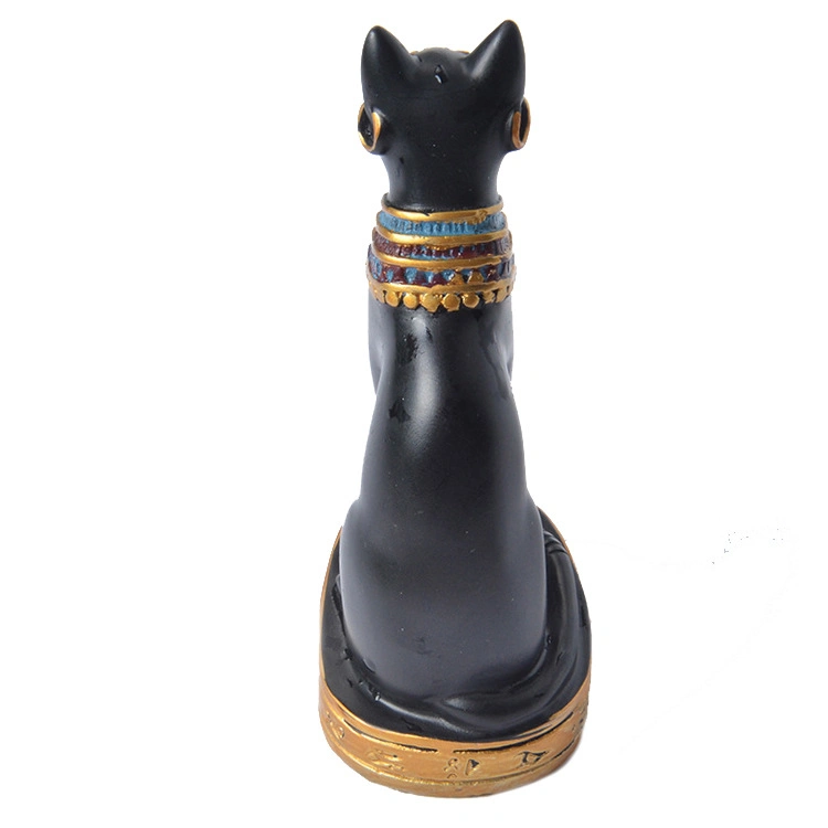 Home Office Ornaments Resin Kitten Stretching Black Cat Animal Statue Polyresin Sculpture