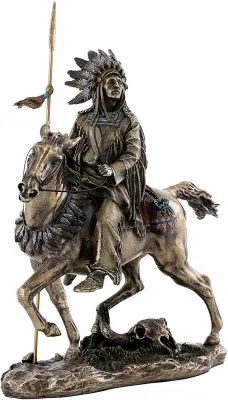 Collezione Top Cheyenne Indian Riding Horse Statua in resina Scultura nativa americana in bronzo fuso a freddo di alta qualità