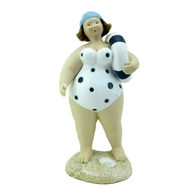 Statuetta in resina di donna grassa da spiaggia bellissima statua in resina per la decorazione domestica