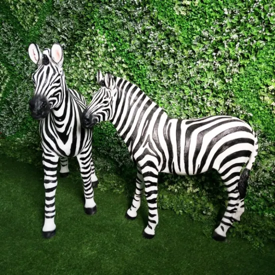 Supporto Personalizza statue di animali zebra in resina e vetroresina per oggetti di scena di grandi dimensioni