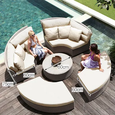 2023 Hotel moderno casa patio esterno giardino soggiorno in legno alluminio teak sedia ad angolo componibile divano mobili in rattan con tavolino laterale