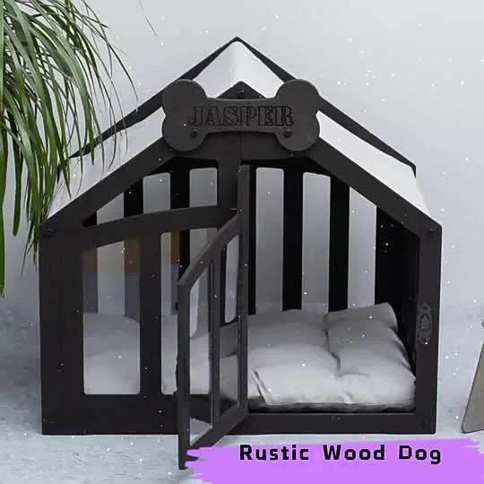 Cuccia per gatti da interno in legno con finestra.  Letto per cani e gatti, mobili moderni, gabbia per cani