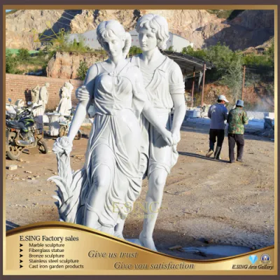 Statua di coppia di innamorati in marmo con decorazione per interni