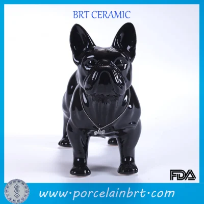 Best Friend Statuette di Bulldog francese in resina nera Statua di animale in poliresina fatta a mano