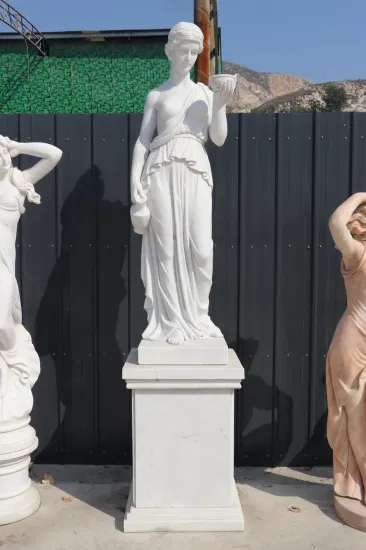 Statua scultura danzante di coppia in marmo intagliato a mano in pietra naturale da giardino all'aperto (SYMS